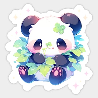 OMG! Cute Panda holding a clover Sticker